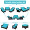 5-Piece Turquoise Rattan Patio Furniture Set with Loveseat, 2 Single Sofas & 2 Ottomans